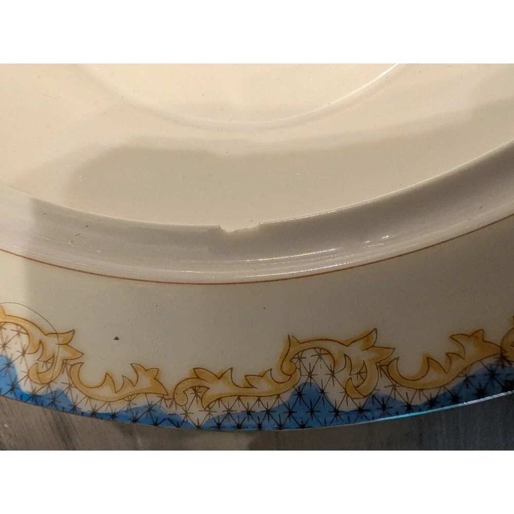 Vintage Chatham China Japan Floral Handled Serving Bowl 12.5 in Chipped